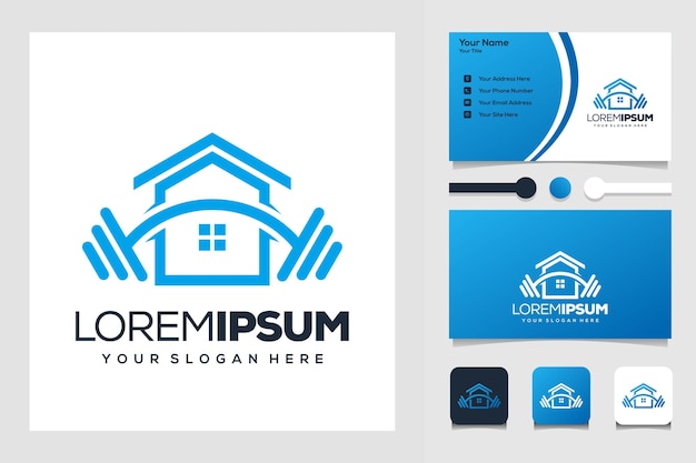ホームフィットネスモダンなロゴデザイン名刺テンプレート