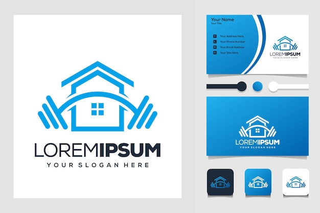 home fitness modern logo ontwerp sjabloon voor visitekaartjes