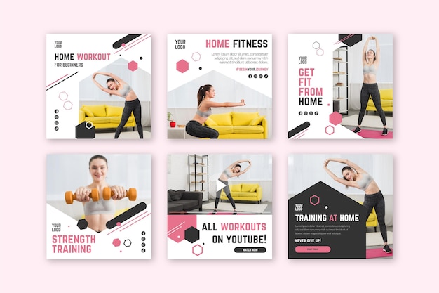 Vector home fitness poster sjabloon