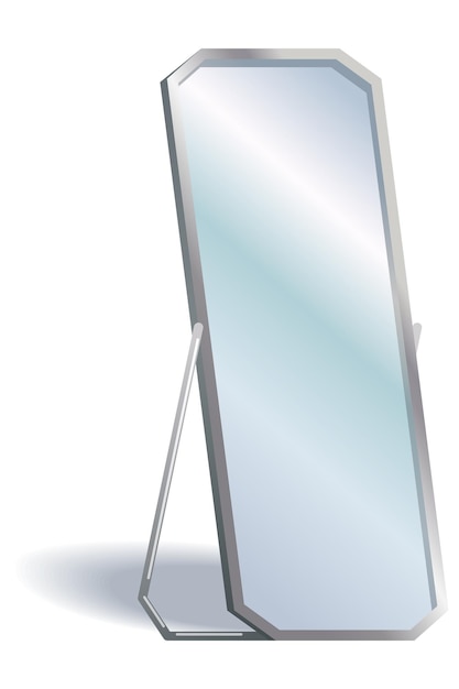 Иконка зеркала на полу дома с металлическим каркасом мебели Элемент дизайна интерьера спальни прихожей Полноразмерный декор гардеробной Иллюстрация на белом фоне