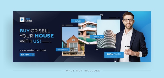 ベクトル 販売のための家不動産ソーシャル メディア バナー facebook カバー テンプレート デザイン