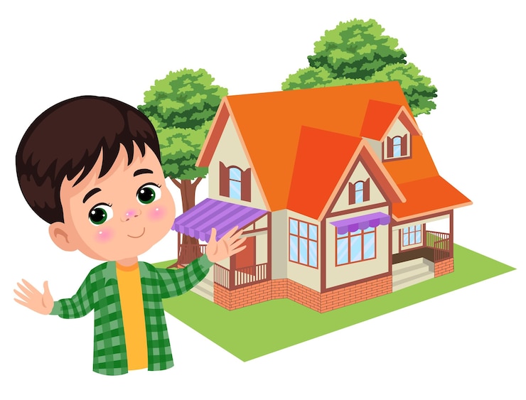 वेक्टर home front and cute boy