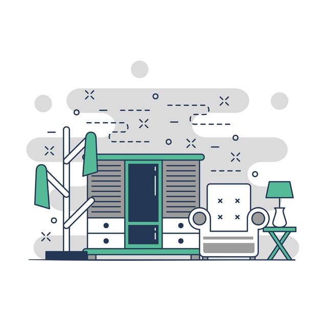 Home furniture concept website illustration design 1