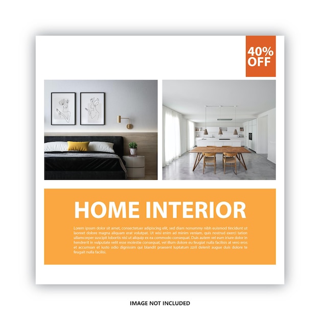 Vector home furniture interior design social media post or square banner template