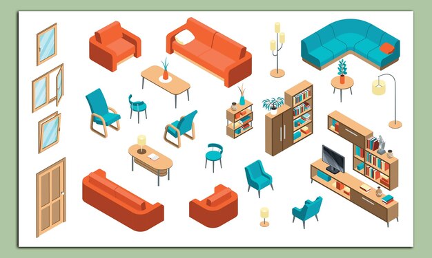 Vector home furniture isometric collection