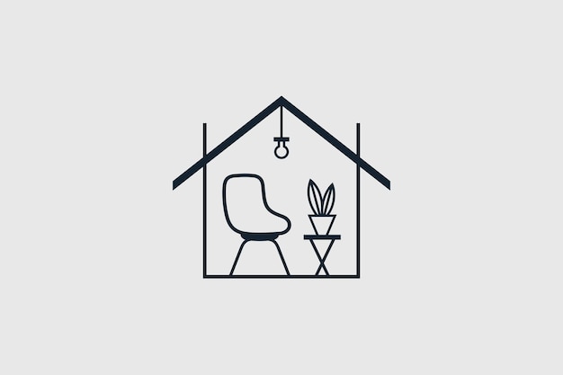 Home furniture line art style logo