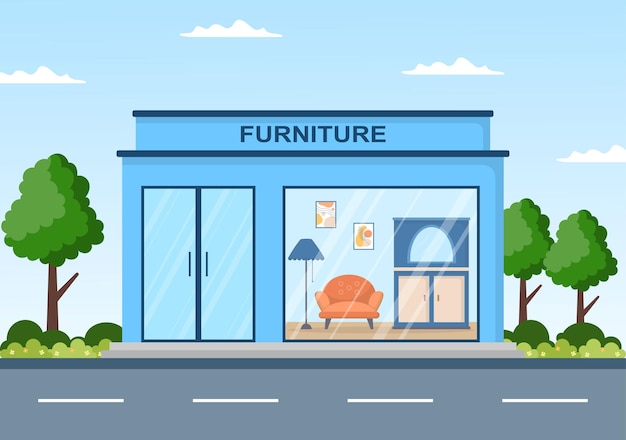 Home Furniture Store Flat Design Illustration for the Living Room