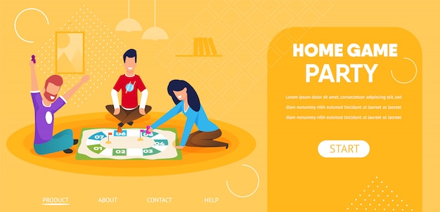 home game party horizontal banner. friends company