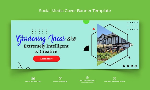 Home garden facebook cover banner template