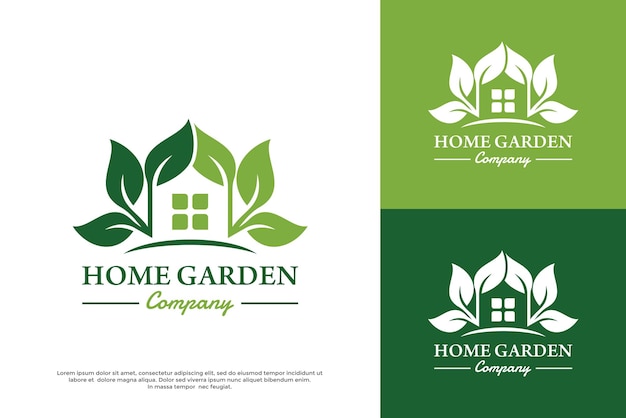 Home garden vector logo template. This design use leaf symbol.