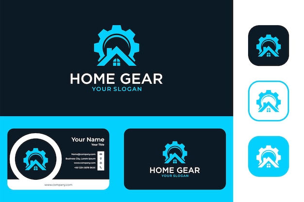 Home gear modern logo-ontwerp en visitekaartje