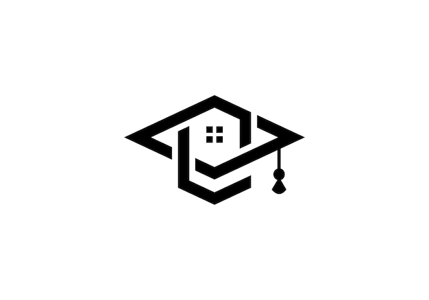 home and graduate logo design creative building architecture smart education icon vector