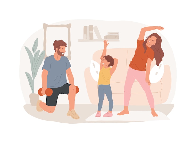 Vector home gymnastics isolated concept vector illustration