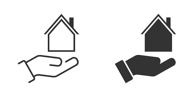 Home on the hand icon Hand holds house Vector illustration