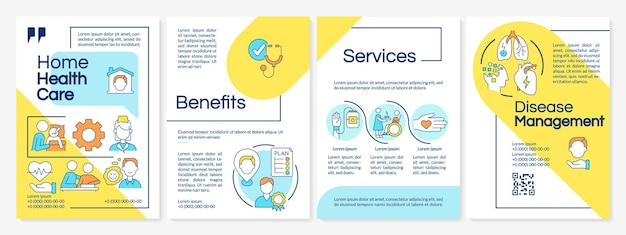 Vector home health care blue and yellow brochure template