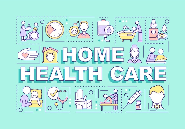 Home health care word concepts turquoise banner