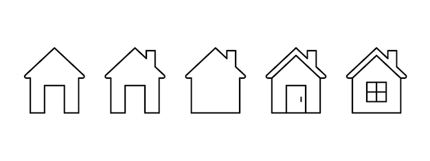 家の家の建物の線のアイコン 家の正面図 プロパティ 不動産 住宅 ベクトル図