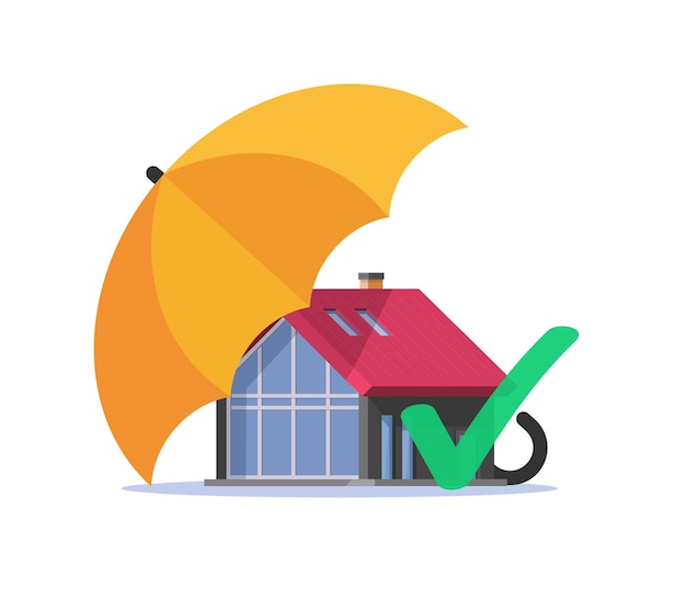 Home house coverage via umbrella as safety insurance protection icon 3d illustration real estate