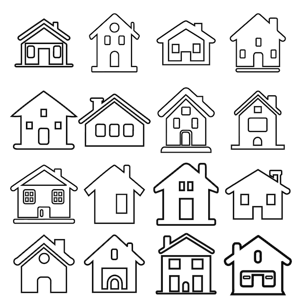 home icon line art vector set