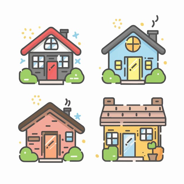 Vector home icons sets on a white background