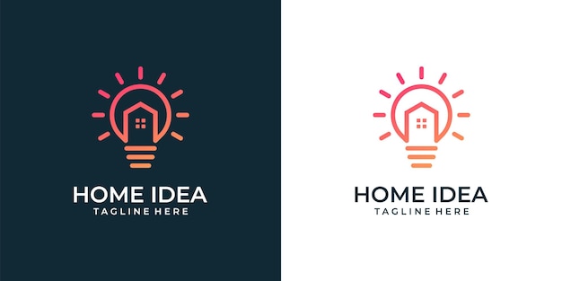 Home idee gloeilamp lamp gradiënt logo ontwerp inspiratie