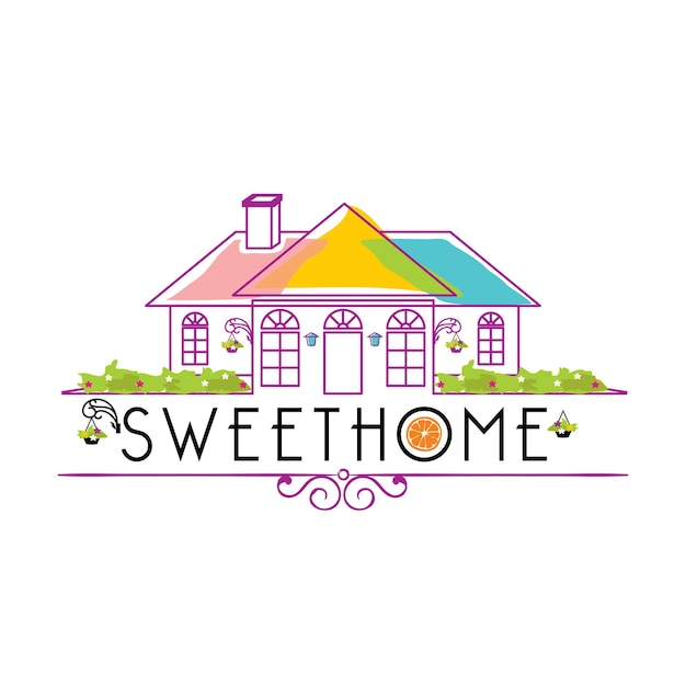 Home illustration with candy color