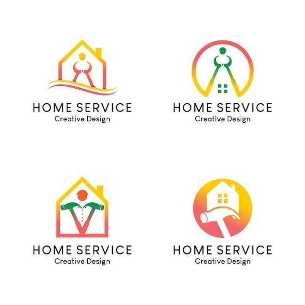 Дизайн логотипа иконки домашнего улучшения или домашнего обслуживания
