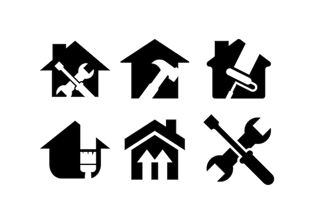 Vettore disegno della silhouette dell'icona di miglioramento della casa isolato