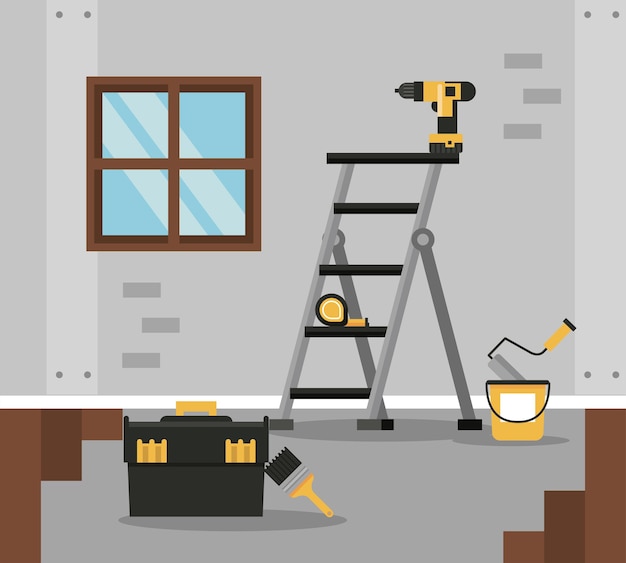 Vector home improvement indoor scene