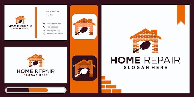 Progettazione del modello del logo per il miglioramento della casa, logo aziendale per la ristrutturazione della casa immobiliare con un elegante e lussuoso display per biglietti da visita