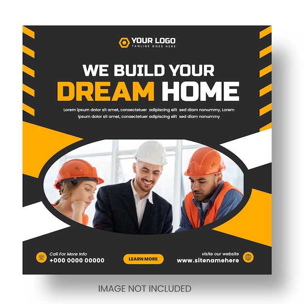 home improvement and repair construction or build home social media post web banner design template