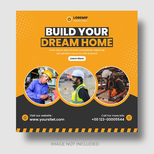 home improvement and repair Construction social media post banner design