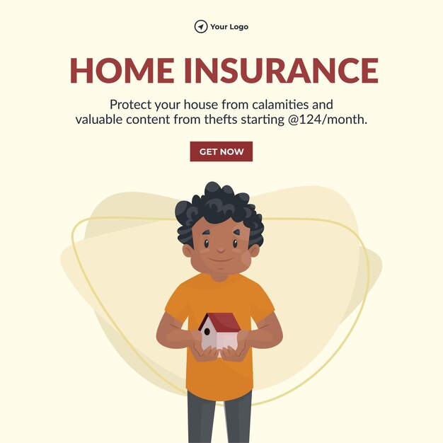 Home insurance cartoon style banner design