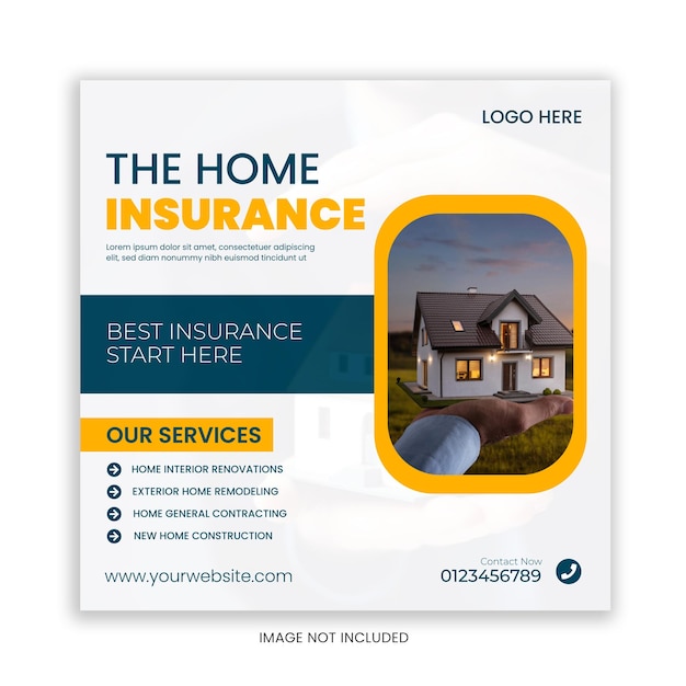 Vector home insurance social media post design
