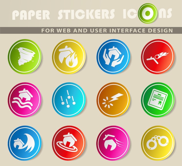 Home Insurance vector iconen op gekleurd papier stickers