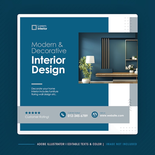 Home Interieur Design Social media postsjabloon of Interieur Meubilair Social Post Design