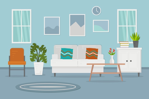 Vector home interior background for video conference