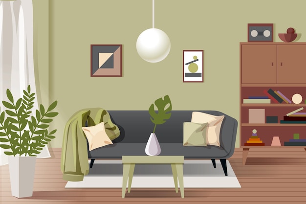 Vector home interior - background for video conferencing