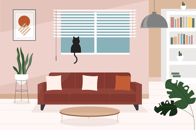 Vector home interior background for video conferencing