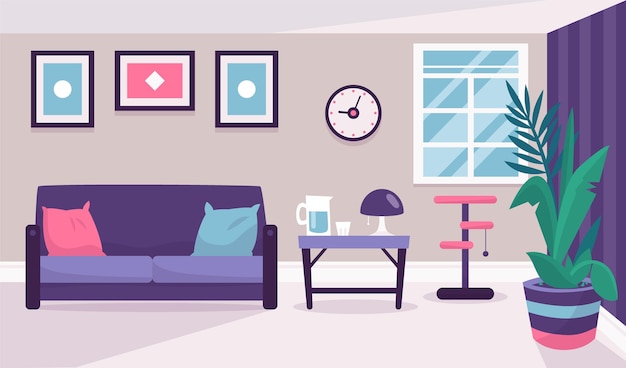 Vector home interior - background for video conferencing