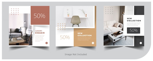 Vector home interior banner instagram post template