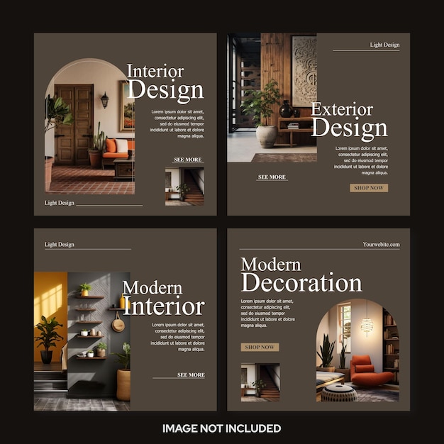 Vector home interior design instagram posts