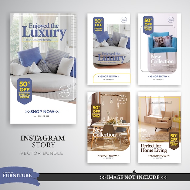 Vector home interior instagram stories template