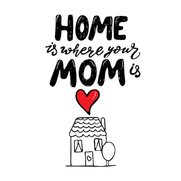 Home is where mom is hand written lettering