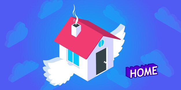 Home isometric design icon vector web illustration 3d colorful concept