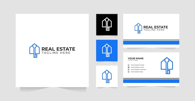 Ключ от дома или логотип векторного шаблона недвижимости