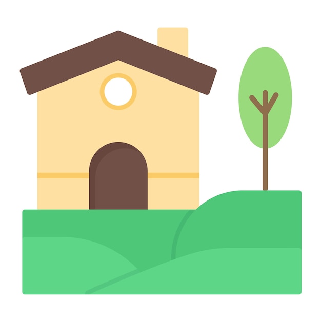 Home Landscape Vector Illustration Style