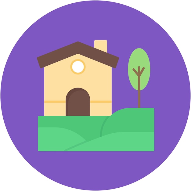 Home Landscape Vector Illustration Style