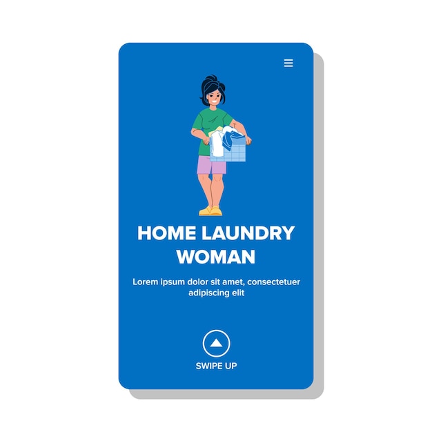 Home laundry woman vector