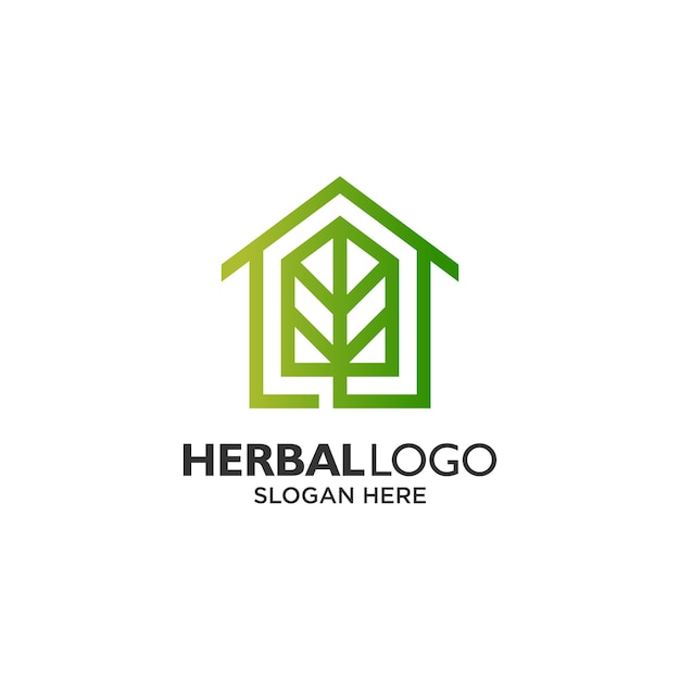 Casa e foglia per la progettazione del logo dell'azienda agricola